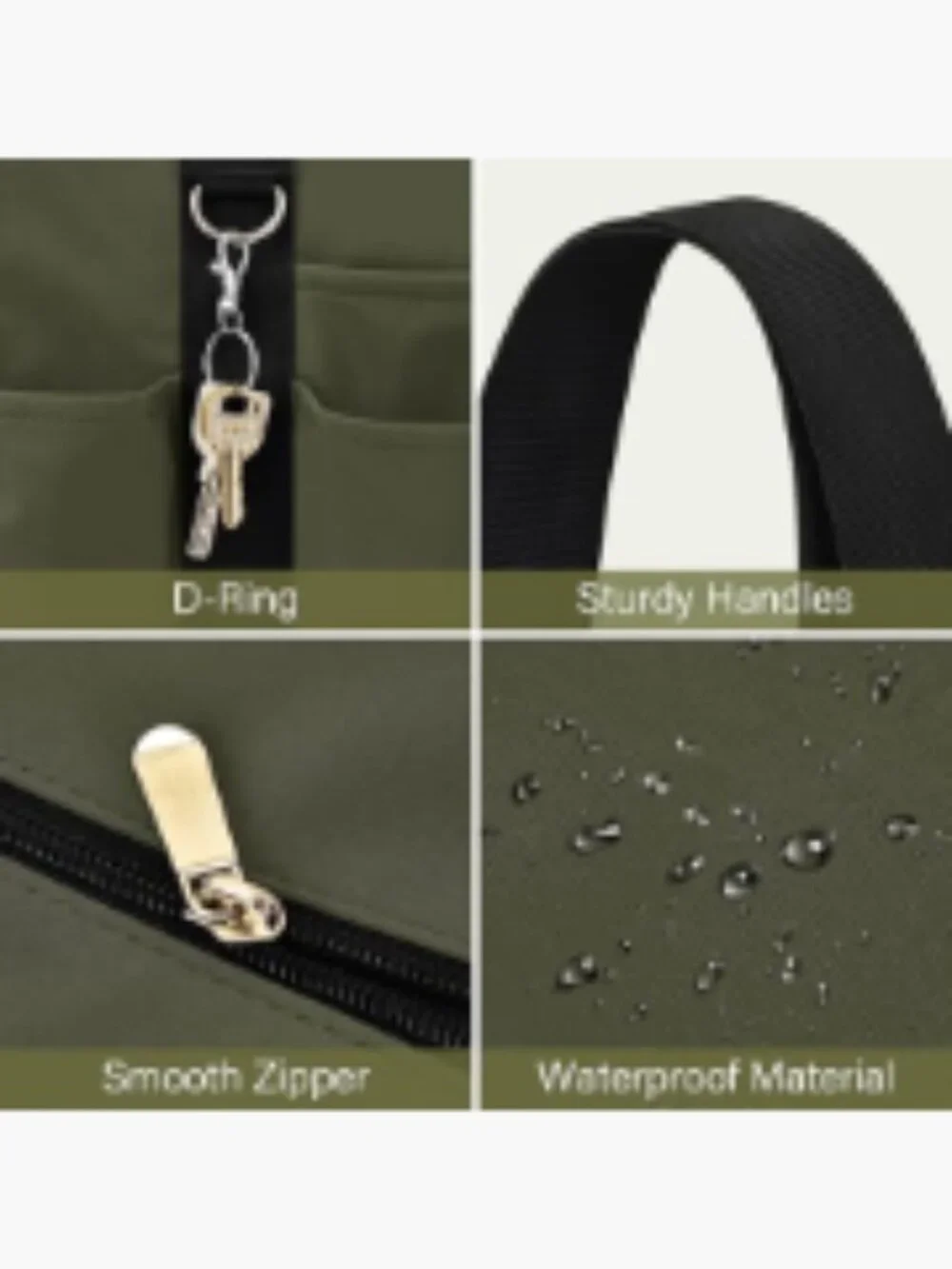 Large Waterproof Tote Bag for Women 12 Pockets Top Zipper Closure Work Nurse